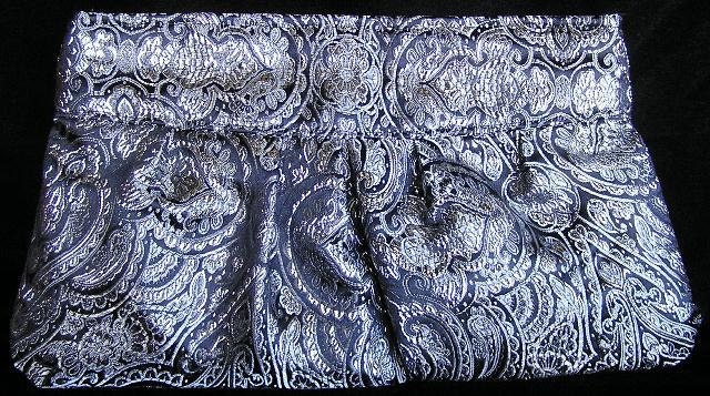 Clutch purse black and silver brocade