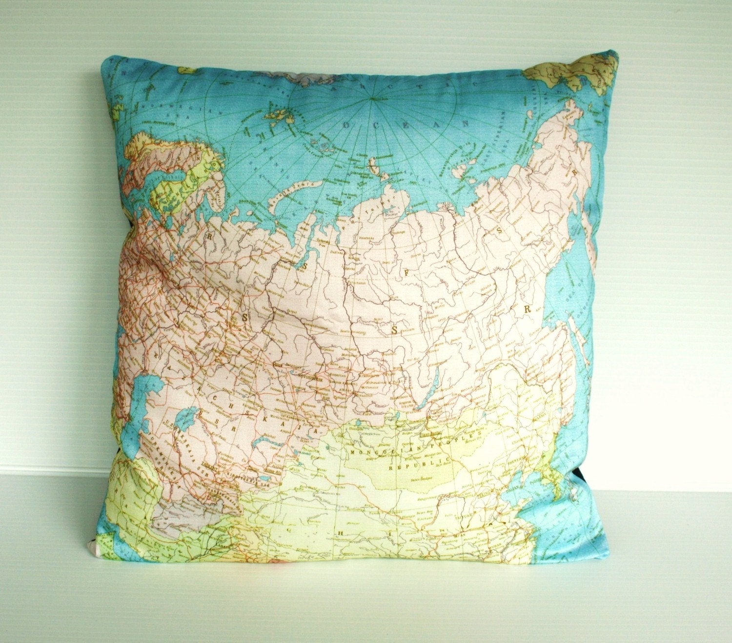 Cushion cover pillow RUSSIA Organic cotton cushion cover, map pillow of Russian Federation, map cushion, 16 inch 41cm