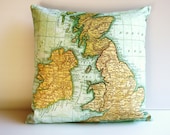 decorative pillow cushion cover UK - map pillow organic cotton, pillow, 16 inch, 41cms cushion cover