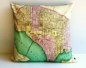 16 inch pillow WASHINGTON DC city map, cushion cover, vintage maps, 16 inch, 41 cms, decorative pillow