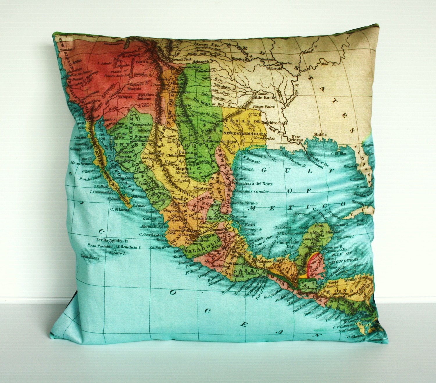 Cushion cover map pillow  MEXICO map cushion, throw pillow, organic cotton cushion covers, pillow, cushion 16x16