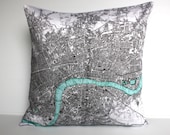 map pillow map cushion, organic cotton cushion LONDON Organic cotton map16 inch  cushion,cushion cover, pillow, 16 inch, 41cm
