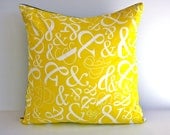 Yellow Cushion cover pillow AMPERSAND cushion in yellow cushion, yellow pillow cover organic cotton, 16 x16 inch pillow.