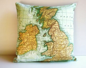 decorative pillow cushion cover UK - map pillow organic cotton, pillow, 16 inch, 41cms cushion cover