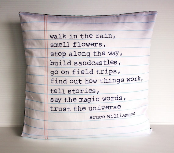 POEM cushion, Organic cotton poem cushion, printed on notebook fabric, 16inch, cushion cover, pillow, cushion