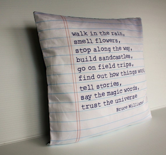 decorative pillow POEM cushion, Organic cotton poem cushion, printed on notebook fabric, 16inch, cushion cover, pillow, cushion