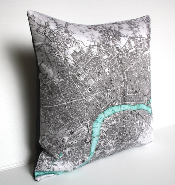 map pillow LONDON Organic cotton map cushion,cushion cover, pillow, 16 inch, 41cm