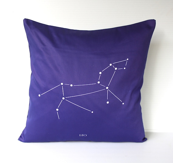 LEO zodiac cushion, astrology decorative pillow eco friendly organic cotton cushion cover, pillow, 16", 41cms