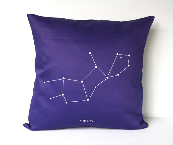 VIRGO zodiac cushion, astrology decorative pillow eco friendly organic cotton cushion cover, pillow, 16", 41cms