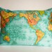 WORLD MAP - giant organic cotton cushion- the whole wide world cushion cover, pillow 86cm/34inches x 61cm/ 24 inches .