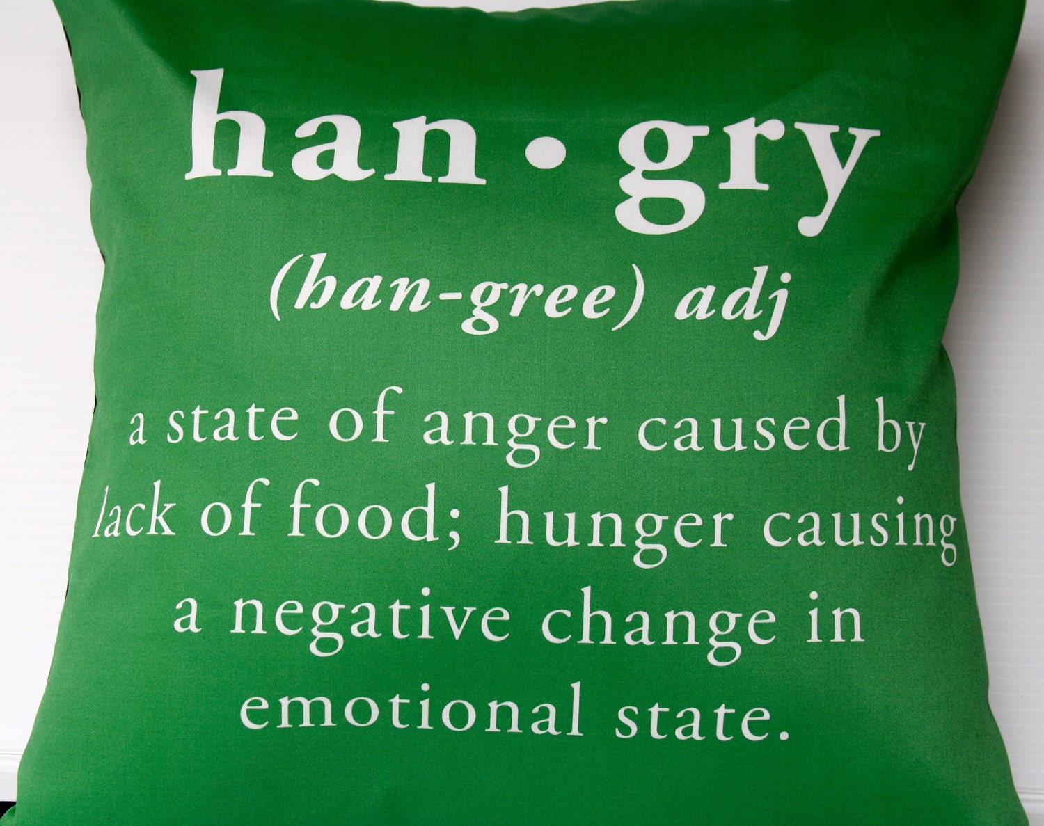 decorative pillow hangry pillow Hunger and anger equals HANGRY eco friendly organic cotton cushion cover, pillow, 16", 41cms