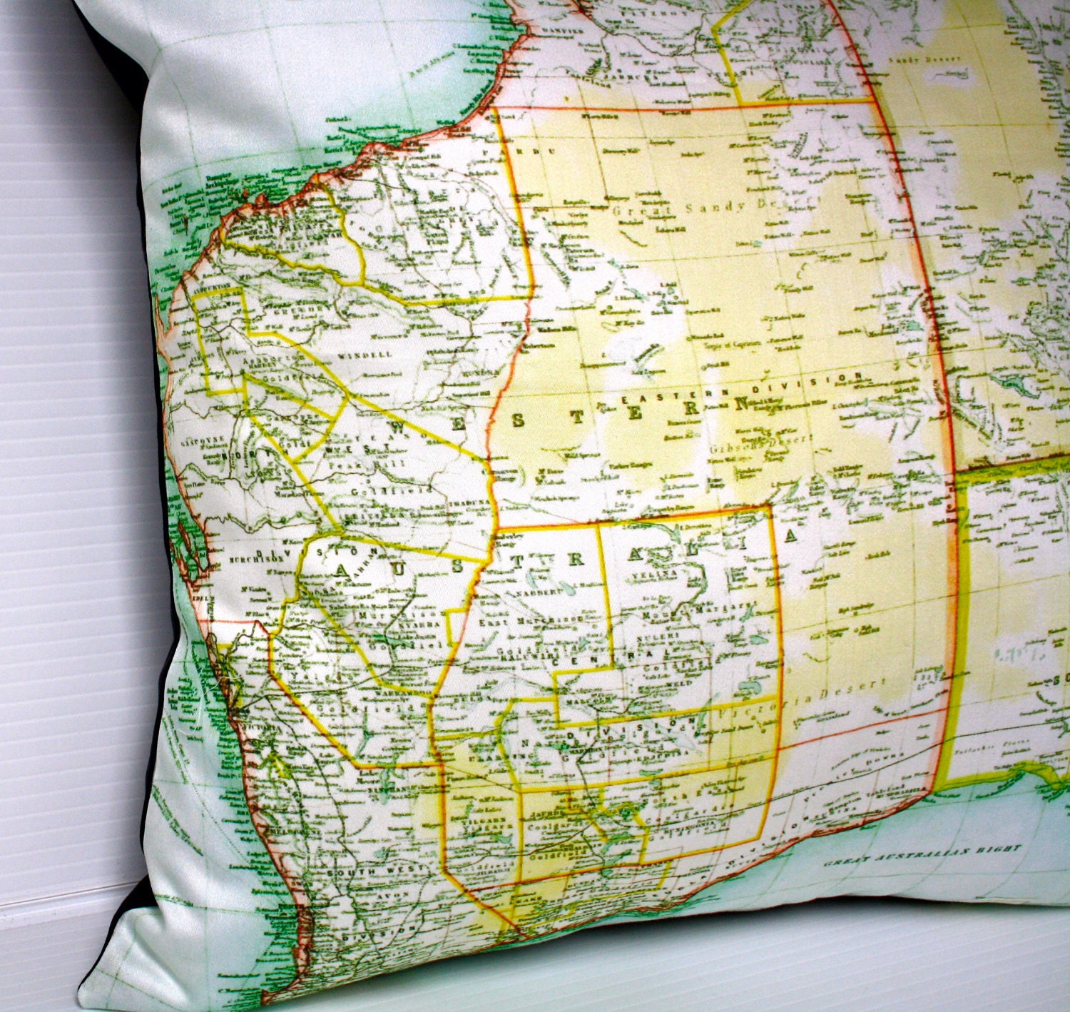 decorative cushion, map pillow WESTERN AUSTRALIA, organic cotton, cushion cover 16x16, pillow cover