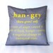 HANGRY CUSHION, hangry pillow, cushion cover,decorative pillow, 16x16 pillow HANGRY yellow and grey 16", 41cms