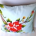 decorative pillow Pixel Rose  on blue eco friendly organic cotton cushion cover, pillow, 16", 41cms