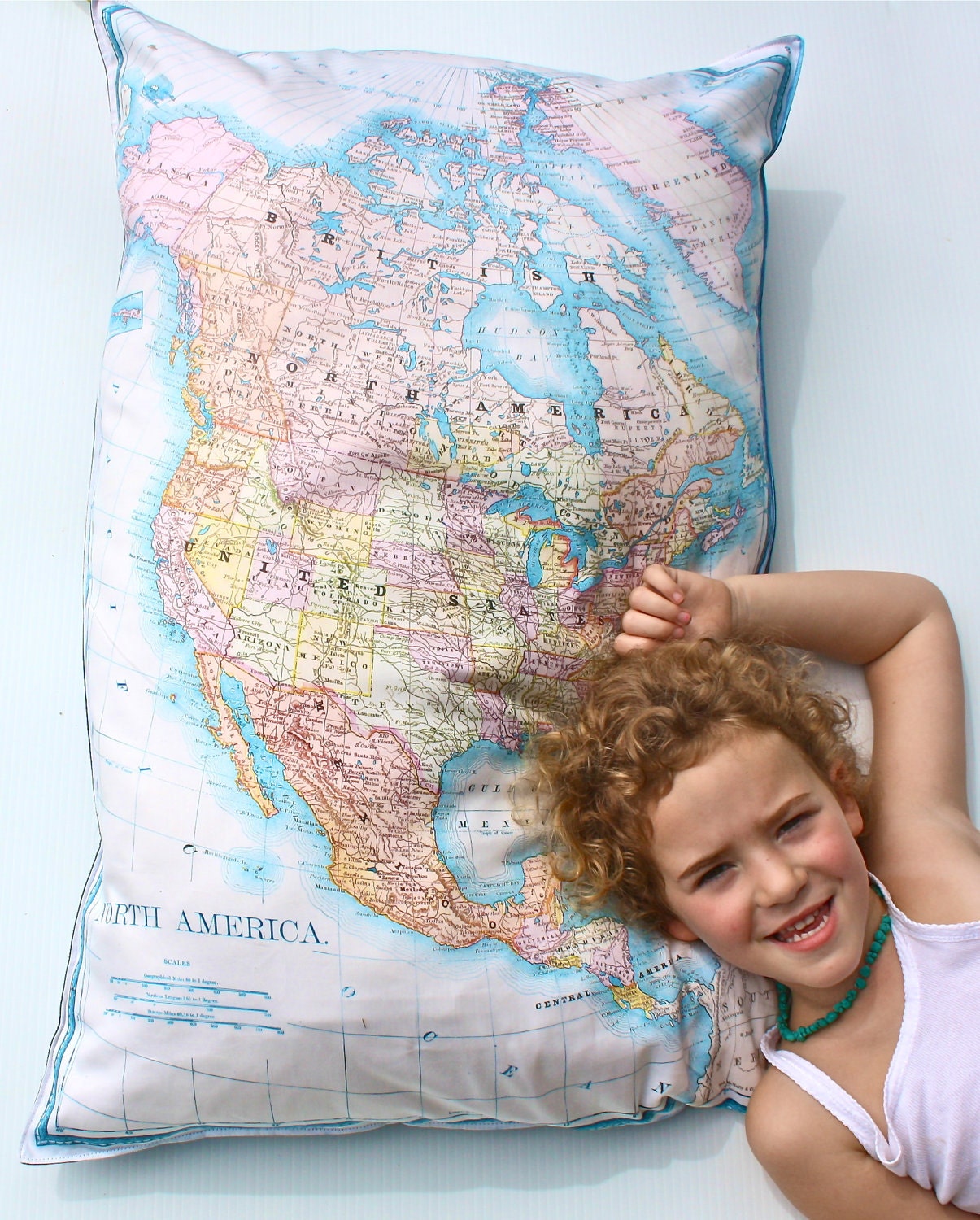 Floor cushion map floor cushion NORTH AMERICA GIANT map cushion, organic cotton cushion, pillow cover, bean bag