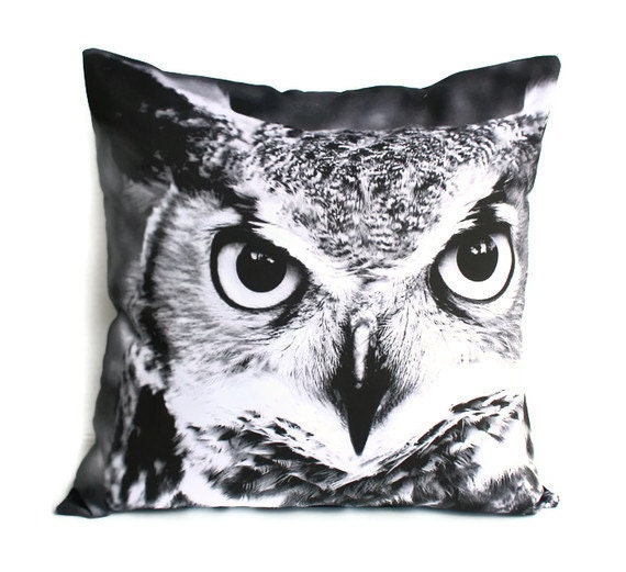 OWL cushion, owl pillow, decorative pillow, throw pillow, 16x16 inch pillow,  cushion cover, pillow, 16"x16 , 41cms