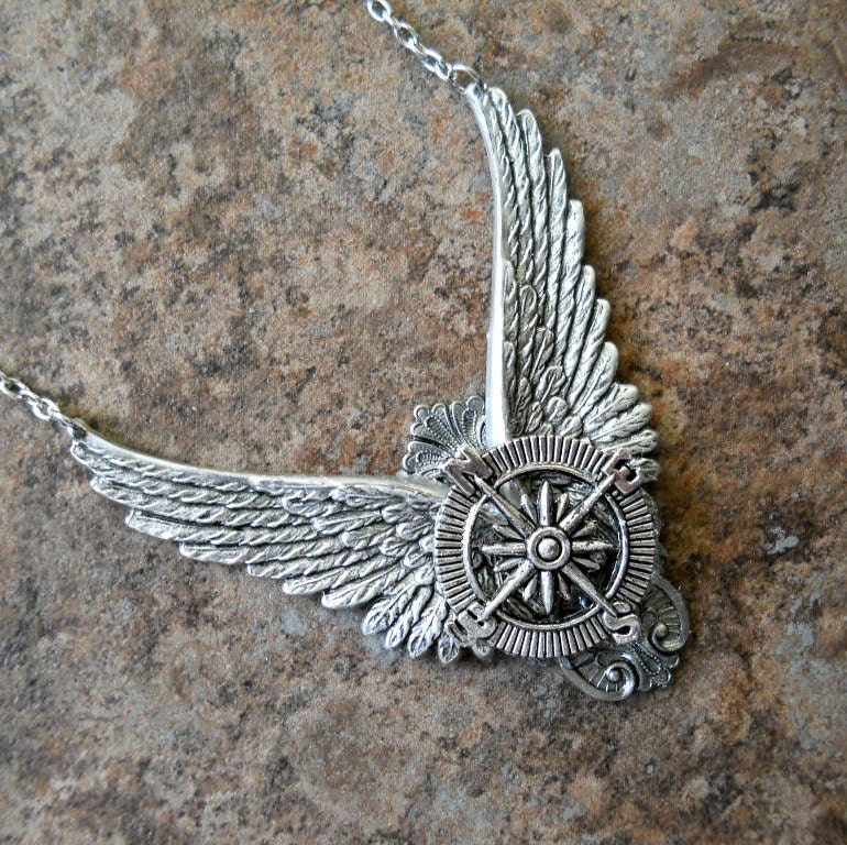 Soaring Navigator Steampunk Necklace EXCLUSIVE DESIGN from Enchanted Lockets Only, Neo Victorian