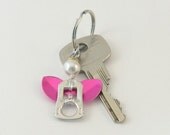 pop tab keychain - angel, pink wings wire wrapped