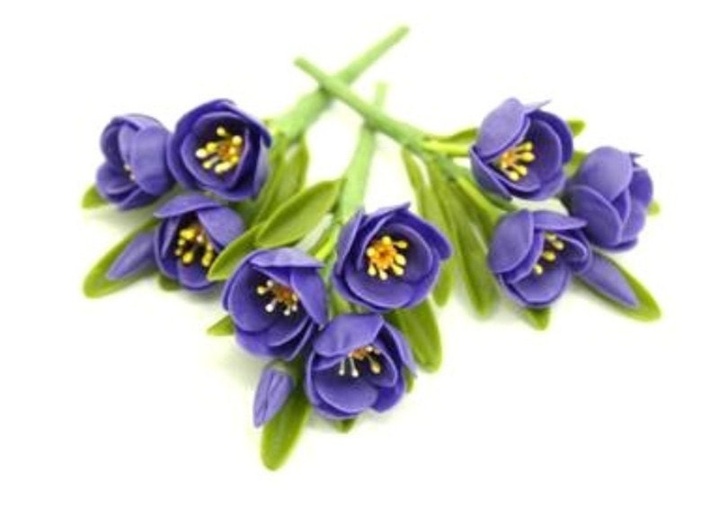 Polymer Clay Supplies Pasque Flower with set of leaves, 3 stems - 1dollarcraft