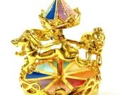 Fancy Carousel Ring in Rainbow Colour (24K Gold-Plated)