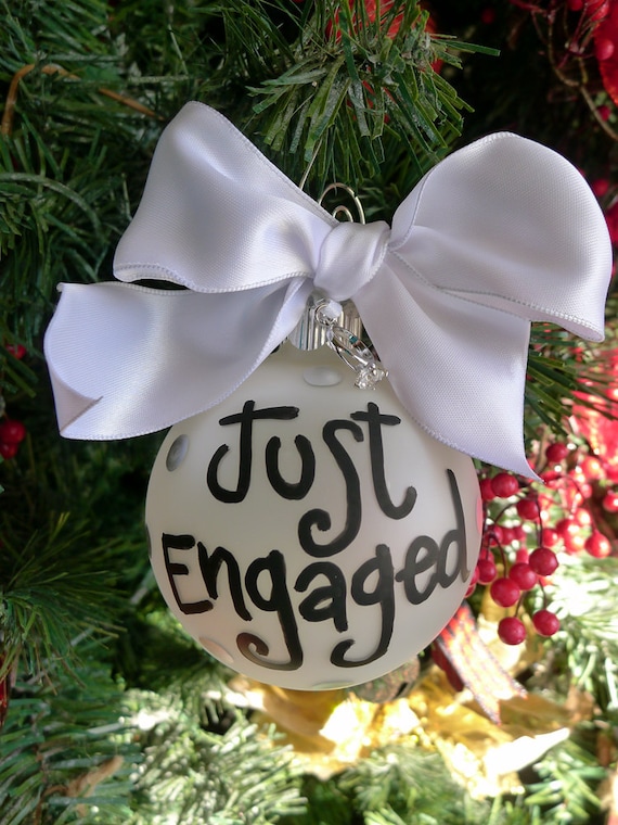 Just Engaged ornament, engagement ring charm, Just engaged, christmas ornament