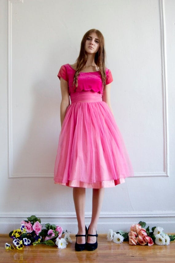 RESERVED Pink Dress with Velvet Top XS/S