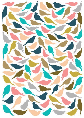 8x10 MultiColored Bird Pattern Print