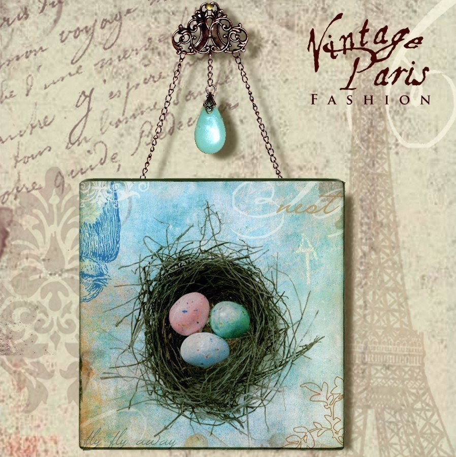 The NEST Wall Hanging - Vintage Paris Fashion Collection  - Glass Wall Pendant