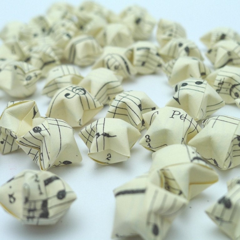 100 Vintage Style Musical Notes Manuscript Origami Lucky Stars - custom order available