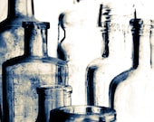 Old Bottles Photography Minimalist Blue 10x8 Print Old Bottles..