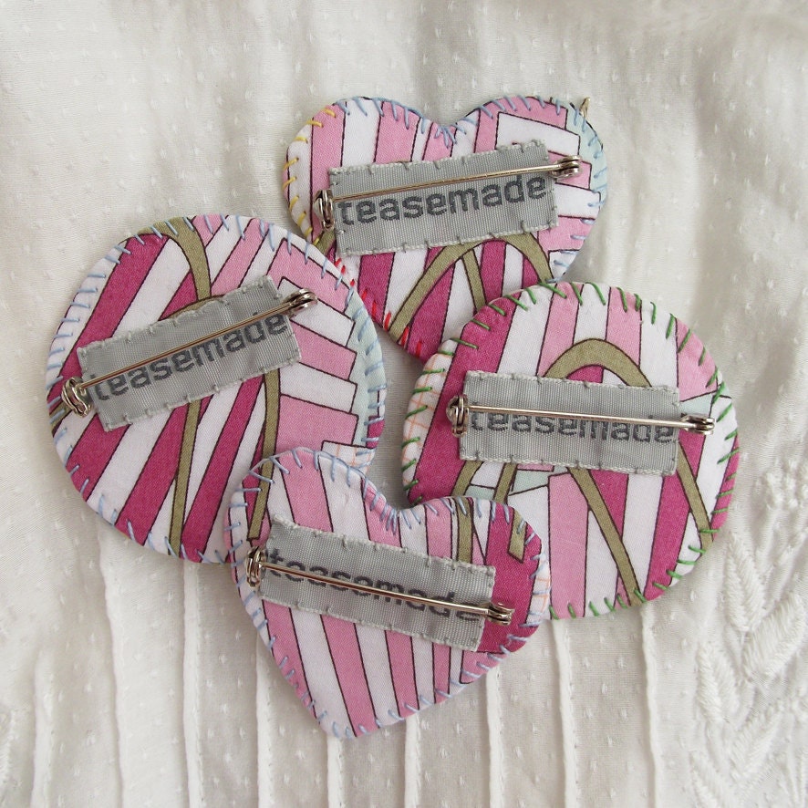 Buttons Scissors & Sew Love Token Brooch