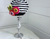 Baby girl hat, striped with flowers by sweet baby dolly on Etsy