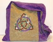 Triquetra with Ivy Messenger Monk Sling Bag Purse Purple and Tan