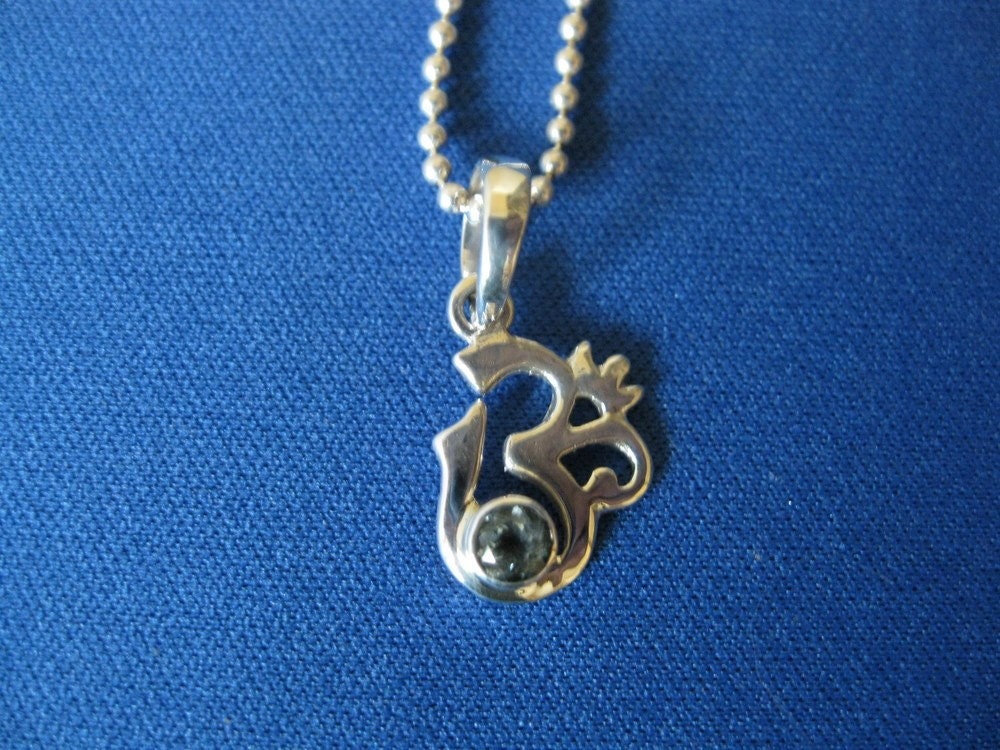 OM  Pendant STERLING SILVER and blue topaz