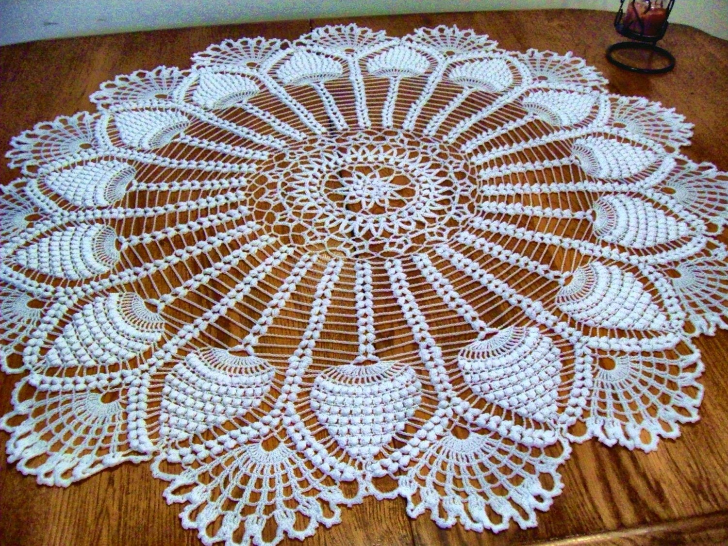 Crocheted Holidays or Wedding Table Decor Doily Popcorn Pineapple Tablecloth Tabletopper/Centerpiece Tabletop Kitchen and Dining Home Decor