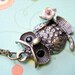 Owl Necklace -Owl with Flower