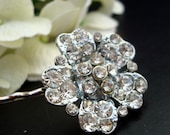 Silver Hair Pin, Rhinestone Hair Pin, Bridal Rhinestone Hair Pin, Wedding Rhinestone Hair Pin, Vintage Bridal Jewerly, Silver, JILL