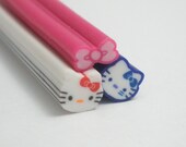 C018(3) Kitty and Bow Combo - Polymer Clay Cane for Miniature Food Deco and Nail Art - FREE Shipping with any purchase