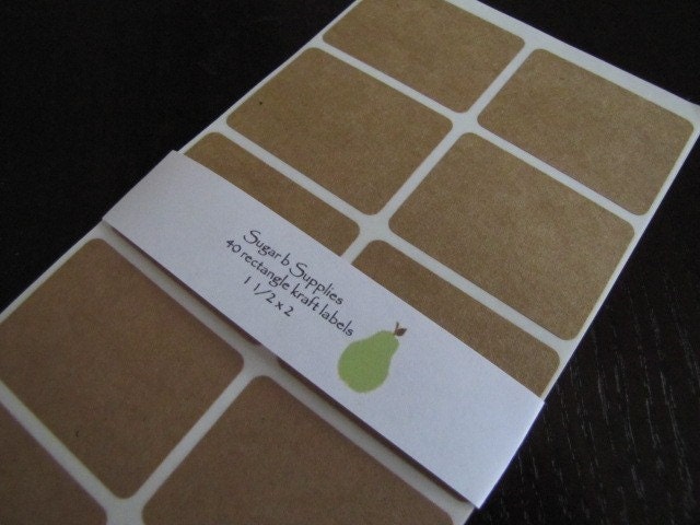 Kraft Labels Stickers Seals 1 1/2 x 2 Rectangle set of 40