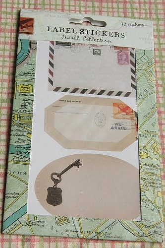 Sticker-Label Set-Vintage Travel Theme-Scrapbooking-Embellishment