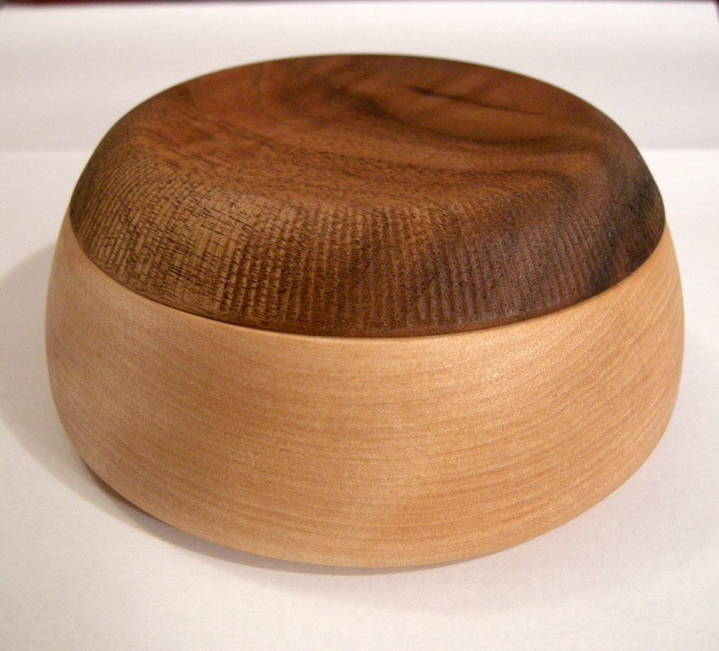 Fine Wood "Acorn" Bowl / Tray - Birch container with a CNC texture milled Walnut lid Desk Organizer