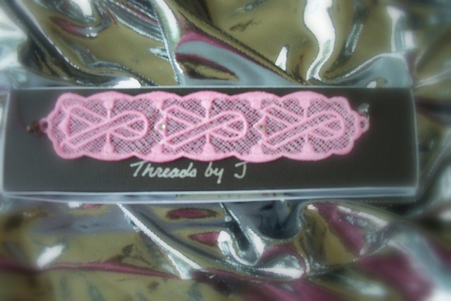 Breast Cancer Awareness Bracelet Embroidered Jewelry with Swarovski Crystals