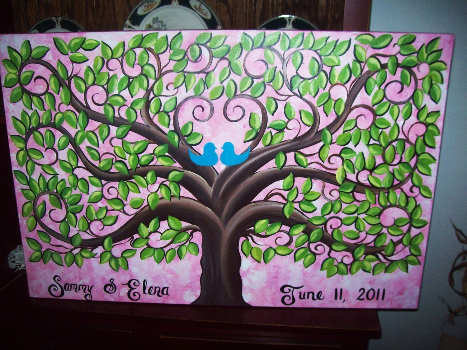 Wedding Signature Leaf Canvas....Great Guest Book Alternative....200-250 painted leaves