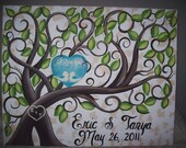 Wedding guestbook signature Leaves for 130-155 guests canvas