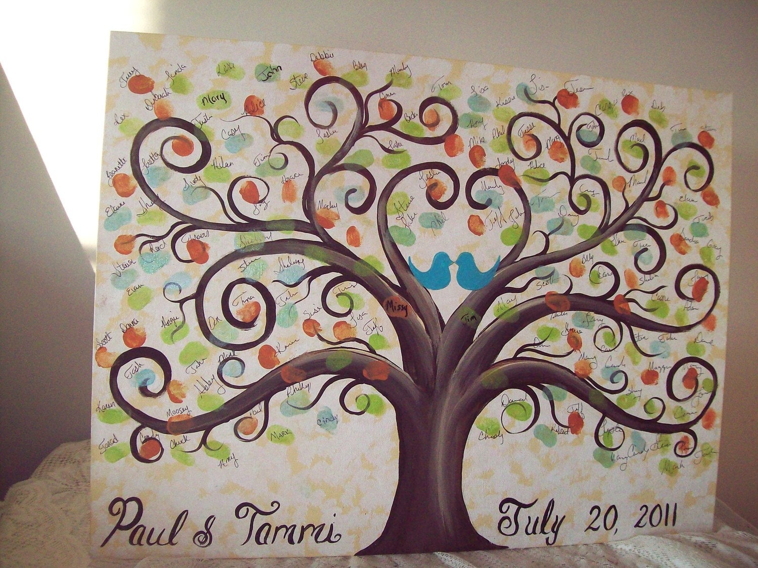 Wedding Guestbook thumbprint tree Canvas.....18 x 24......165- 185  guests