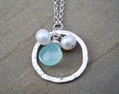 Chalcedony and fresh water pearl necklace.