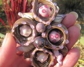 Handmade lampwork brooch - one of a kind - Pretty in Pinks