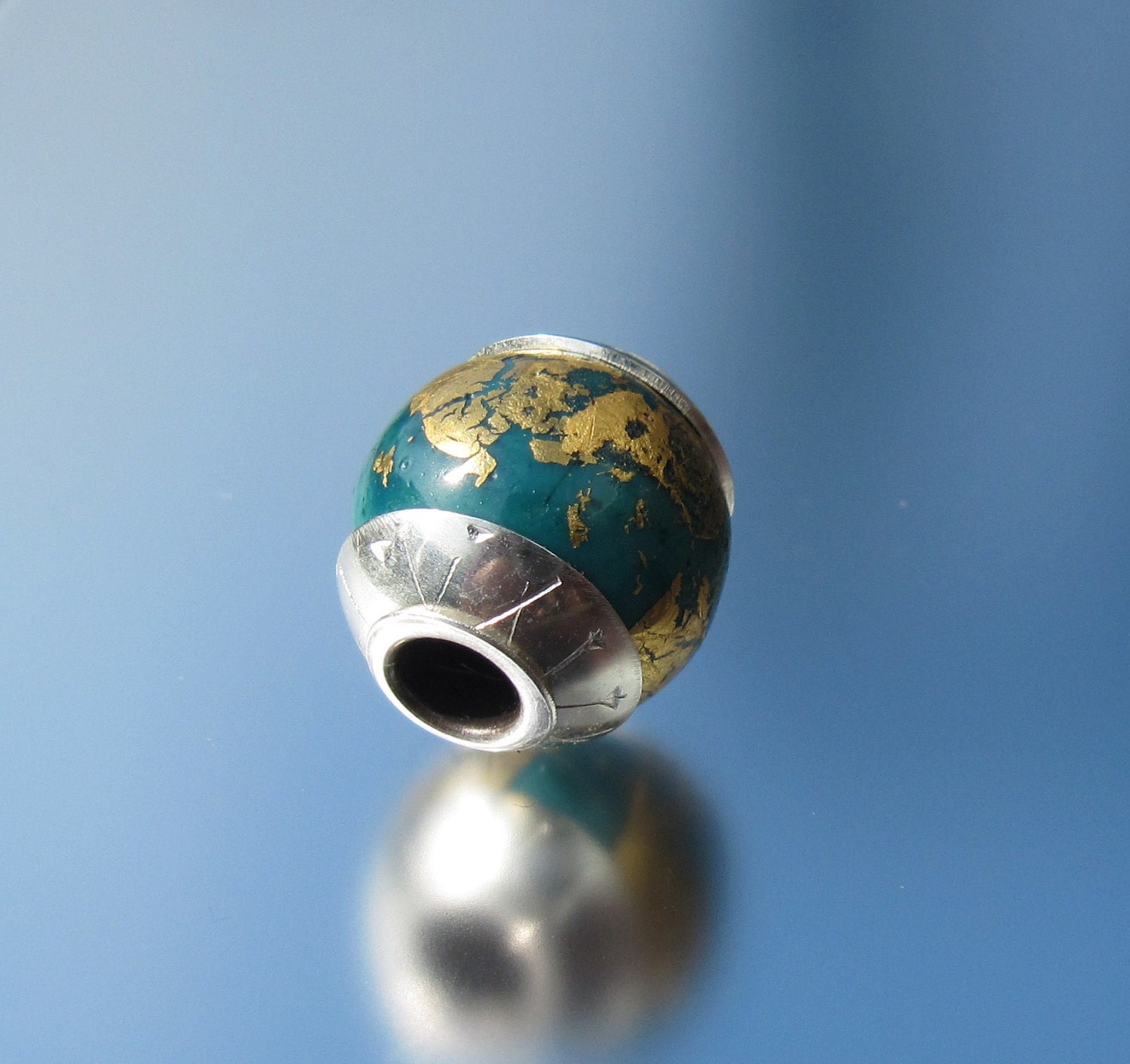 Handmade Lampwork and Sterling Silver Bracelet Charm Bead