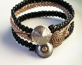 Leather Cuff Bracelet in Black, Brown, Tan or White with Button Closure