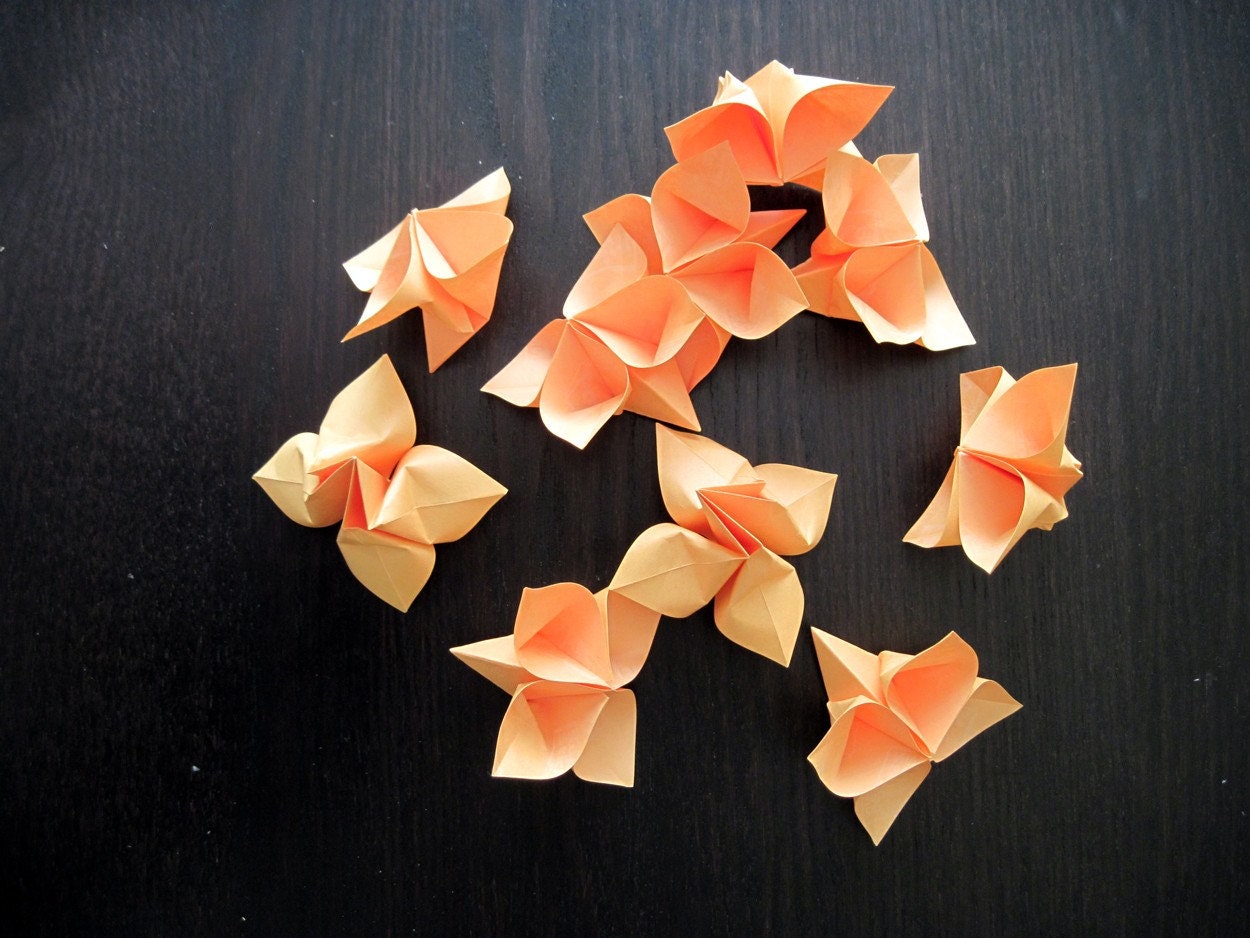 Origami Flowers - Light Orange - Large - Set of 10